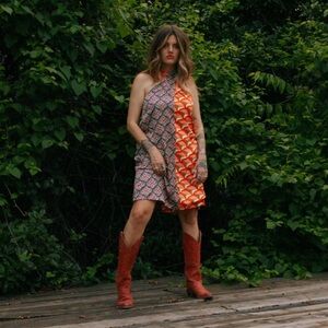 Woman-owned hand drawn Lane Split Tie Cross Dress